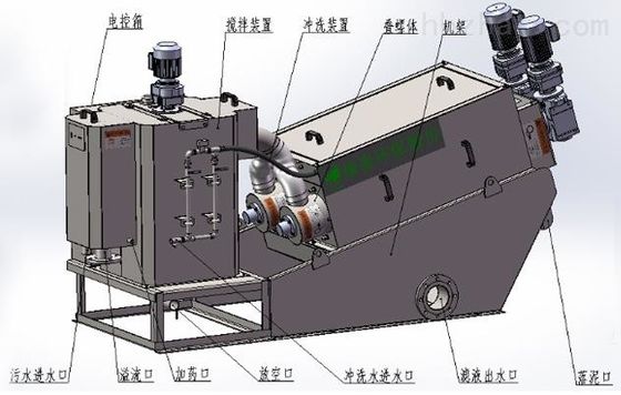 Yığılmış Vidalı Çamur Susuzlaştırma Ekipmanı İki Motorlu 200mm